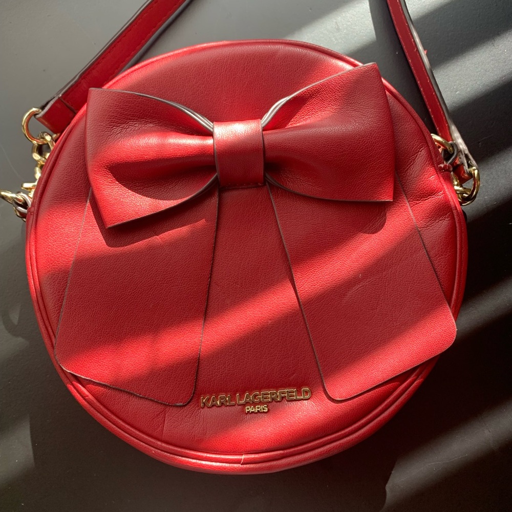 All leather KARL LAGERFELD Red crossbody bag